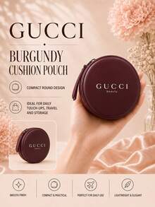 Gucci 酒紅色圓形收納包，直徑 8.5cm，單件，順滑小巧便攜，適合日常出行，收納首飾與小型美妝用品 - 酒紅色 - 查看 3
