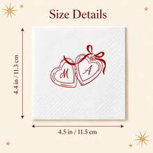 Custom Photo White Cocktail Napkins, Romantic Heart Monogram Table Decor, Personalized Wedding Engagement Anniversary Party Supplies, Elegant Christmas Dinner Accent, Customized Text & Picture Celebration Favor, Customizable Holiday Gift For Couples - Style F - View 2