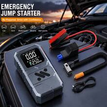 Alat Starter Mobil Portabel, Penguat Aki Mobil dengan Kompresor Udara 150PSI, Pengukur Tekanan Digital & Lampu LED, Paket Daya Starter Darurat untuk Mobil, Sepeda Motor, Sepeda & Bola Olahraga. 14.8V 1500mAh - Wireless - View 4