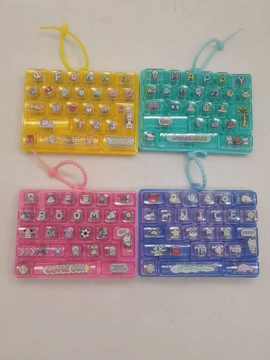 1 buah Gantungan Kunci/Liontin Keycap Keyboard 26 Tombol Motif Domba & Anjing, Penguat Suasana Hati dan Pereda Stres, Suara Jernih, Anti-Stres - MultiWarna - View 1