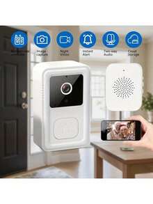Wireless WiFi Video Doorbell With Indoor Chime, 2.4GHz Smart Door Bell Camera With Two-Way Audio, Night Vision, Motion Detection & Snapshot, App Controlled Home Security Doorbell, Note: Only Supports 2.4G WiFi, Not Compatible With Tuya Smart - View 5