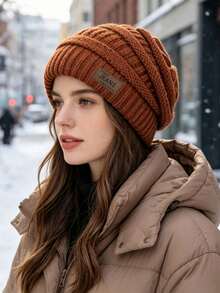 1pc New Autumn/Winter Solid Color Knitted Hat, Unisex Fashionable Versatile Warm Woolen Beanie, Suitable For Daily Outdoor Cold Weather Travel Wear - Multicolor - View 8