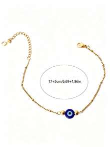 1 Blue Devil's Eye Exquisite Bracelet For Women - Yellow Gold - View 2
