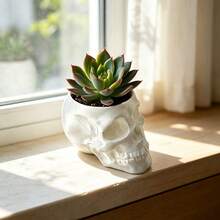 1pc Skull-Shaped‑Shaped Pen Holder, 3D Printed Decorative Skull Pencil Cup, Halloween Decor, Multi‑Purpose Desktop Storage Container, Makeup Organizer, Cosmetic Brush Holder, Vanity Desk Office Organizer, Table Decor, Day Of The Dead Decor. - View 7