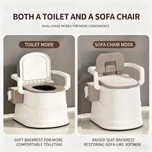 1pc Heavy-Duty PP Portable Commode Toilet, Anti-Slip Odor Resistant Easy-Clean Square Bedside Chair White Brown, Comes With Armrests Lid Tissue Holder Detachable Inner Bucket Seat Cover & Cleaning Brush, No Assembly Needed For Elderly Pregnant Campin - Khaki - View 8