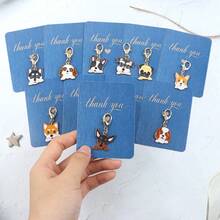 9pcs Cartoon Dog Keychain With Thank You Cards/Chic Alloy Dog Keychains With Gratitude Messages, Animal-Themed Bag Charms, Perfect Gift For Dog Lovers - Multicolor - View 3