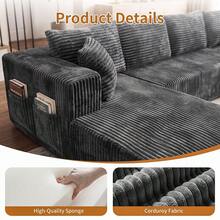 Sofá modular de lujo con forma de U, de 147 pulgadas, convertible en cama, con tapizado de pana, para sala de estar, cine en casa, villa, apartamento y estudio. No requiere montaje. - Gris Oscuro - Ver 6