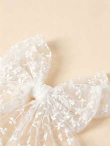 1pc Girls White Lace Embroidered Cute Elegant Long Tail Bow Veil Hair Clip Children Hair Accessory - Multicolor - View 6