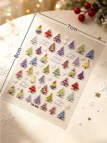 1/2 Sheets Atmospheric Christmas Nail Stickers, Holiday Style Nail Decals, Exquisite Nail Art Appliques, Colorful Christmas Tree Snowflake Star Heart Patterns, Vibrant Multi-Color Tones, Thin Yet Durable 3D Stickers, Firm Adhesion Without Peeling, Rich Complete Mixed Color Design, Suitable For DIY Nails And Press-On Nail Making, Easily Create Winter Christmas Atmosphere Fingertips - Multicolor - View 8