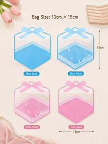 12 piezas Bolsas de embalaje reutilizables con forma de lazo y cierre automático, bolsas de plástico transparente, adecuadas para caramelos, aperitivos, joyas, recuerdos de fiesta, envolver regalos - Multicolor - Ver 2
