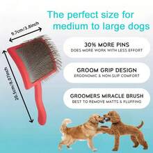 1pc Pet Dog Grooming Brush, Suitable For Golden Retriever, Poodle And Labrador Retriever, Extra Long Needle Comb, For Removing Knots, Shedding, Tangles And Matting - Multicolor - View 3