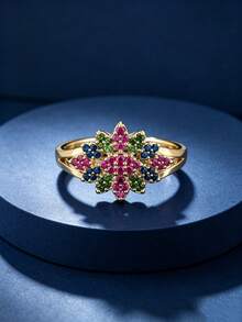 1pc Sparkling Glamorous Floral Cluster Full Zirconia Inlaid Ring For Women, Party Gathering Date Street Vacation Eye-Catching Accessory - Ring - View 13