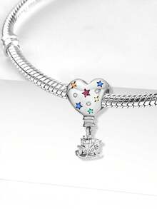 1pc Christmas Gift Hot Air Balloon Beaded String, Perfect For Women's Bracelets, Bangles, DIY Jewelry Making And Daily Wear, Ideal Choice For Girls - Silver - View 6