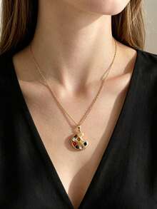 Kalung Liontin Apel Penggaris Pensil Enamel 3D Lucu, Perhiasan Fashion untuk Kembali ke Sekolah dan Kelulusan, Cocok Sebagai Hadiah untuk Pemakaian Sehari-hari Siswa dan Wanita Muda - Yellow Gold - View 12