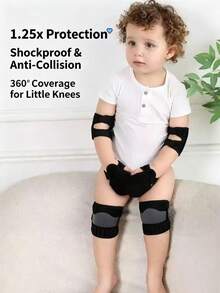 Baby Crawling Protective Gear Set, Unisex - Black - View 4