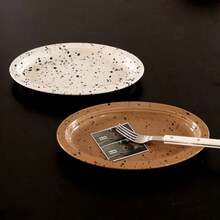 Speckled Glaze Ceramic Bowl | Vintage Off-White With Black Spots | Deep Bowl Suitable For Salad, Pasta, Noodles | INS Style Tableware - Multicolor - View 9