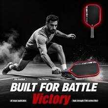 1PC T700 Pro Pickleball Paddle, Made Of T700 Carbon Fiber Matte Material, Enhanced Ball Control, Improved Accuracy, Increased Thickness With Larger Sweet Spot And Longer Shape, Comfortable Grip, Suitable For Professional Competition - Red - View 4