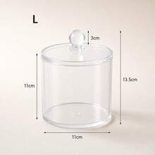 Transparent Acrylic Cotton Pad Storage Jar With Bamboo Dust-Proof Lid, Large Opening Desktop Organizer, Multiple Sizes Available, Vanity Cotton Swab Makeup Sponge Jewelry Sorting Storage Container - Multicolor - View 10