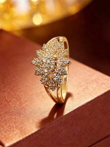 1pc Exquisite 3D Floral Cluster Elegant Ring, Suitable For Wedding, Party, Daily Wear, Versatile Women's Jewelry - Ring - View 23