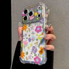 1pc Cute Cartoon Transparent Shockproof Phone Case, Ins Minimalist Spring Outfit Phone Case, Perfect For Daily Use, Raised Anti-Scratch Apple Smartphone Protective Cover Compatible With IPhone 15/15 Pro/15 Plus/15 Pro Max/16/16 Pro/16 Pro Max/17/17 Pro/17 Pro Max - Clear - View 4