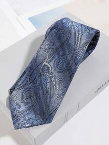 1PC Vintage Gradient Blue Paisley Paisley Pattern Hand-Tied Necktie, Business Commute Wedding Banquet Suit Men's Decorative Tie - Multicolor - View 7