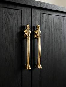 2pcs Decorative Thinker Shaped Cabinet Handles, Brass Gold Art Sculpture Furniture Pulls, Unique Long Portrait Drawer Handles, Suitable For Cabinets, Dressers, Wardrobes Hardware Decoration - Gold - View 11