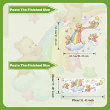 1PC 2D Rainbow Bear Cloud Star Wall Sticker, Self-Adhesive Removable Decorative Sticker - Multicolor - View 2
