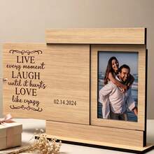 Wooden Rotating Photo Frame Decor, Couple Memorial Home Photo Decoration - 1PC - View 2