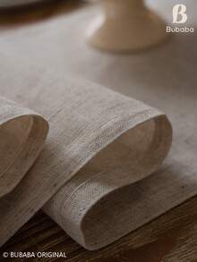Bubaba Natural Beige Linen-Textured Table Runner, Rustic Farmhouse Rectangular Dining Table Decor, Minimalist Neutral Tabletop Accent For Kitchen, Wedding, Party & Everyday Home Decoration - Beige - View 10