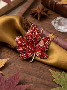 Classic Rhinestone Maple Leaf Brooch, Botanical Brooch, Women's Unisex Style, Casual Party Jewelry Accessory, Friend Gift Decoration - Maple Leaf - View 14