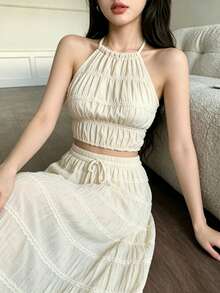 Women Two-Piece Outfits - Apricot - View 5