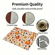 1/4/6pcs Autumn Series Pumpkin Acorn Autumn Leaf Pattern Printed Placemats Suitable For Home Kitchen/Heat-Resistant Table Mats Table Protection Kitchen Dining Table Party Scene Decoration - Multicolor - View 9