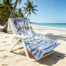 [Disney Official Licensed]1pc Stitch Cartoon Print Beach Towel, Ultra-Soft Microfiber Absorbent Large Bath Towel With Halloween Spooky And Hawaiian Tropical Patterns, Suitable For Beach, Pool, Vacation And Holiday Swimming - Multicolor - View 4