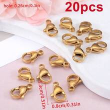 20Pcs Gold 304 Stainless Steel Lobster Clasps, Suitable For Handmade Bracelets, Necklaces And Various Chain Connection DIY Jewelry Making Accessories - Stainless Steel Lobster Clasp - View 14
