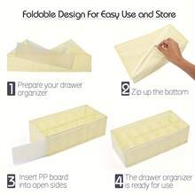 Foldable Fabric Storage Box, Suitable For Clothes, Underwear, Bras, Socks, Panties, Saves Vanity Drawer Space, Closet Organizer, Easy Assembly, Hand Washable Fabric, No Tools Required, Underwear Storage Box - Beige - View 11