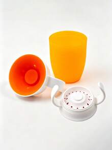 1pc 360° Leak-Proof Straw Cup With Dual Handles, Drinking Training Cup, Hydration Accessory - Multicolor - View 3