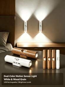 1/3/6pcs LED Motion Sensor Night Light USB Rechargeable Magnetic Wall Lamp Dimmable Adjustable Color Temperature Set Optional Accessories (Accessories Sold Separately) Suitable For Bedroom Stairs Cabinet Wardrobe Home Decor - Multiple Styles - View 3