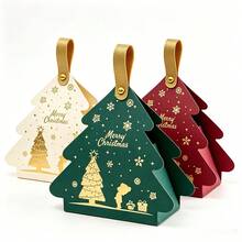 36/72/108pcs Christmas Tree-Shaped Gift Boxes With Handles, Compact And Portable Paper Gift Bags Perfect For Holiday Party Favors And Christmas Tree Decorations, Includes Christmas Stickers - Multicolor - View 10