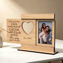 Wooden Rotating Photo Frame Decor, Couple Memorial Home Photo Decoration - 1PC - View 5