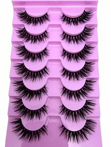 7 Pairs 20mm Russian Strip Lashes, Wet Look, Grafted Look, Spiky Lash Extensions Manga Lashes, Natural Soft Fluffy Mink Lashes 3D False Eyelashes Russian Volume Lashes False - Black - View 4
