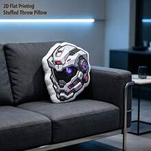 1 PC Futuristic Mecha Helmet Graphic Print 2D Flat Printing Shaped Stuffed Throw Pillow Decorative Cushion Pillow For Gift Bedroom Sofa Room Party Decor - Multicolor - View 4