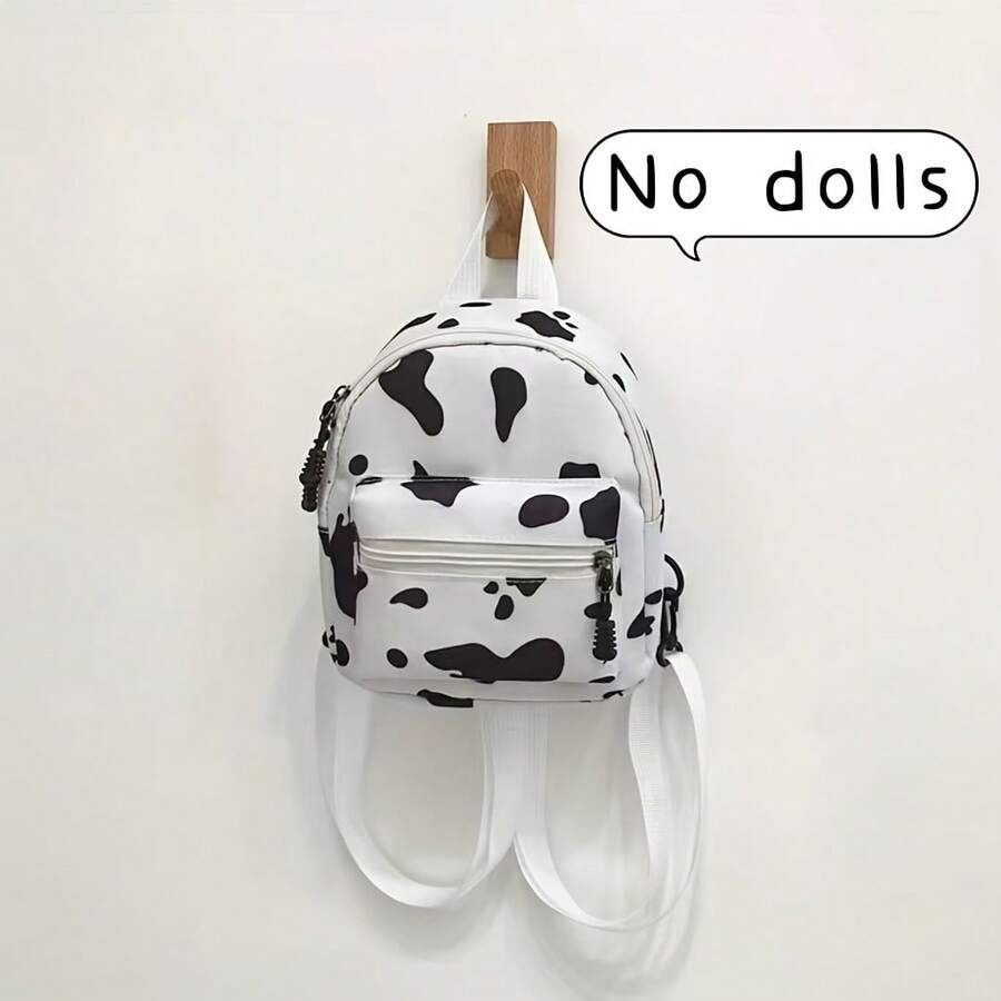 1pc Mini Cow Print Backpack, Outdoor Travel Crossbody Bag For Women, Casual Small Backpack, Back To School Essential, Halloween, Christmas Gift - A - View 1
