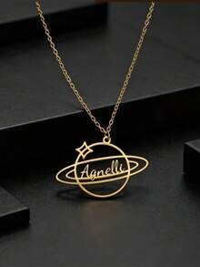 Customized Name Necklace, Personalized Planet Constellation Nameplate Necklace, Stainless Steel Name Necklace, Suitable As Birthday, Thanksgiving, Christmas Gift For Son, Daughter - Multicolor - View 4