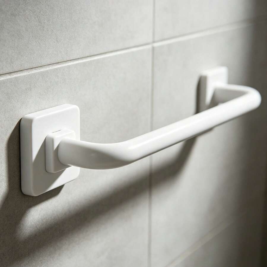 1pc Iron Towel Rack/Slipper Rack, White Minimalist Style Bathroom Storage Rack, Wall-Mounted Towel Bar/Slipper Rack, Bathroom Towel Rack, Wall-Mounted Bathroom Shoe Rack/Storage Rack/Hanging Rack, Single/Double Slipper Rack, White Minimalist Bathroom Storage, Stainless Steel/ABS Towel Rack