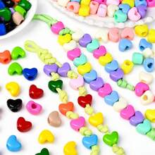 11x16mm Acrylic Heart Beads Solid Color Love Shape Spacer Loose Beads For Jewelry Making DIY Bracelet Necklace Earring Keychain Phone Chain - Large Heart With Holes - View 4