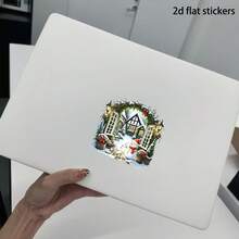 2D Flat Christmas Yard Pattern Exquisite Car Sticker, Premium Vinyl Waterproof Sticker For Wall - Multicolor - View 4
