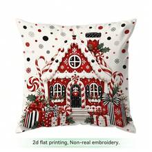 4 Stücke/1 Stück/ Rotes Karomuster Weihnachtsgeschenk Kissenbezug ohne Füllung, einseitig bedruckter Kissenbezug, geeignet für Wohnzimmer Schlafzimmer Heimdekoration, Ganzjahres-Kissenbezug - Verschiedenfarbig - Übersicht 11