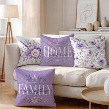 4pcs/1pc Floral & Text Pattern Pillow Covers, Single-Sided Printed Pillow Covers, Suitable For Living Room, Bedroom, Home Decor, All-Season Pillow Covers - Multicolor - View 1