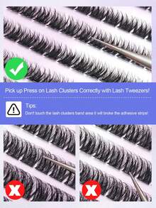 120pcs Self-Adhesive False Eyelash Clusters, Fluffy & Natural, DIY Eyelash Extension, Customizable, Suitable For Beginners, For Home, Travel, Party Use, Glue-Free False Eyelashes - D - View 7