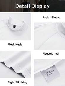 KEFITEVD Men's Thermal Mock Neck Long Sleeve Shirt, Fleece-Lined Stretch Winter Base Layer Top For Cold Weather Running, Cycling, Hiking And Outdoor Sports - White - View 6